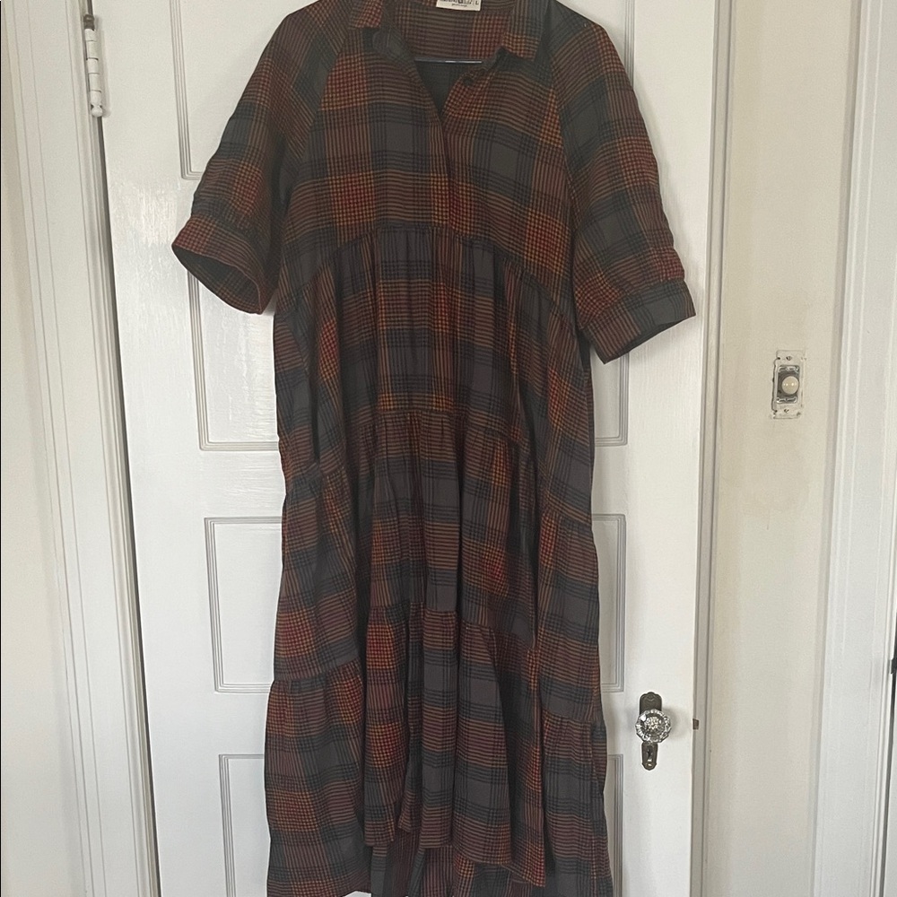 Natural Life Plaid Flannel Midi Dress - Picture 2 of 3